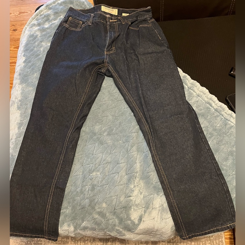 Vintage Straight-Leg Dark Blue Jeans